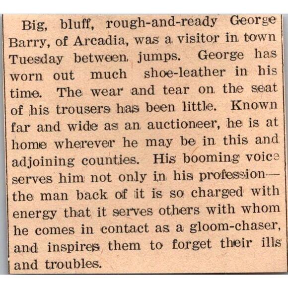 Rough-and-Ready George Barrty of Arcadia 1936 Galesville WI Clipping SAH6-M7 - Picture 1 of 2